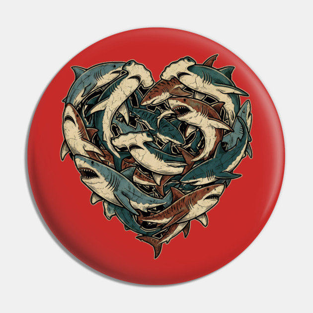 Shark Heart Pin by Creatifly Graphic Tees