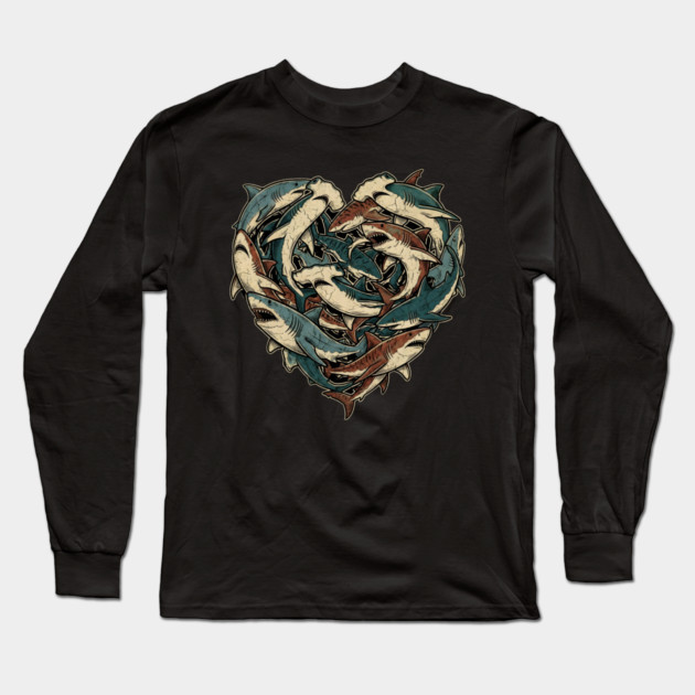 Shark Heart Long Sleeve T-Shirt by Creatifly Graphic Tees