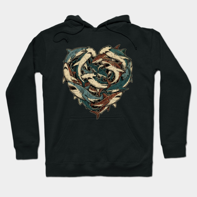 Shark Heart Hoodie by Creatifly Graphic Tees