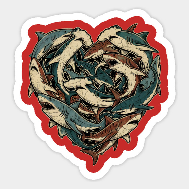 Shark Heart Magnet by Creatifly Graphic Tees