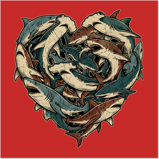 Shark Heart Wall Art by Creatifly Graphic Tees