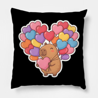 Capybara Heart Balloons Pillow