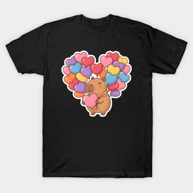 Capybara Heart Balloons T-Shirt by Creatifly Graphic Tees