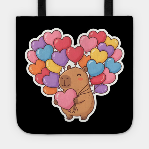 Capybara Heart Balloons Tote by Creatifly Graphic Tees