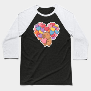 Capybara Heart Balloons Baseball T-Shirt