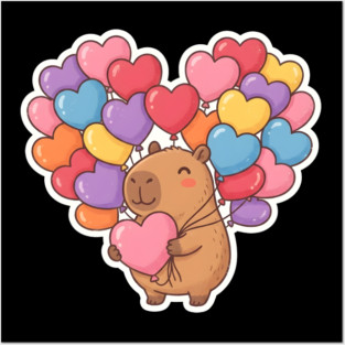 Capybara Heart Balloons Posters and Art