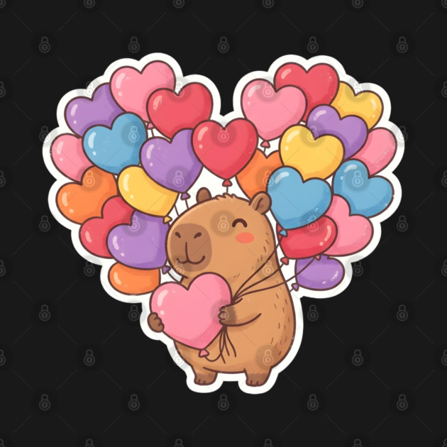 Capybara Heart Balloons by Creatifly Graphic Tees