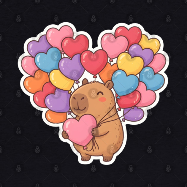 Capybara Heart Balloons by Creatifly Graphic Tees