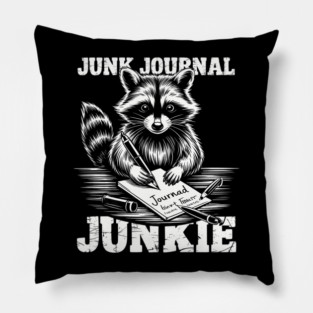 Funny Junk Journal Junkie Raccoon Graphic Pillow