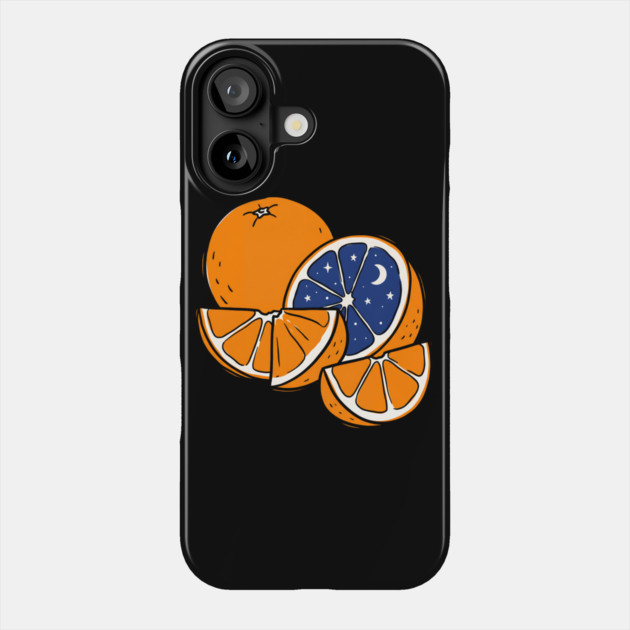 Midnight Citrus – Cosmic Orange Surreal Fruit Art Phone Case by Designed By Marty