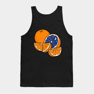 Midnight Citrus – Cosmic Orange Surreal Fruit Art Tank Top