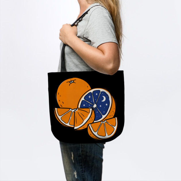 Midnight Citrus – Cosmic Orange Surreal Fruit Art by Designed By Marty