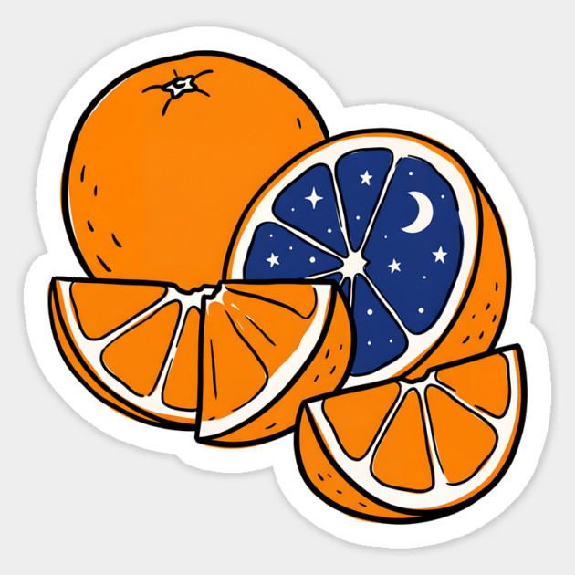 Midnight Citrus – Cosmic Orange Surreal Fruit Art Magnet by Designed By Marty