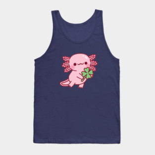 Cute Axolotl With Lucky Four Leaf Clover Tank Top
