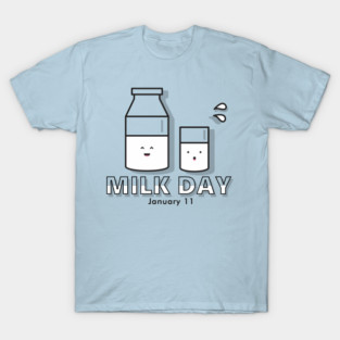 Milk Day, cute kawaii milk glass and bottle T-Shirt