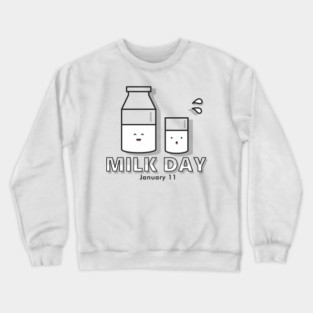 Milk Day, cute kawaii milk glass and bottle Crewneck Sweatshirt