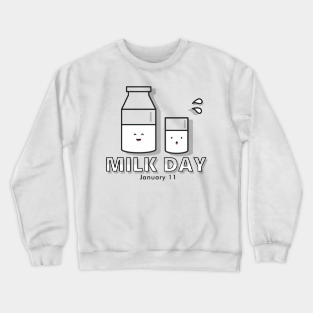 Milk Day, cute kawaii milk glass and bottle Crewneck Sweatshirt by HolidayBug