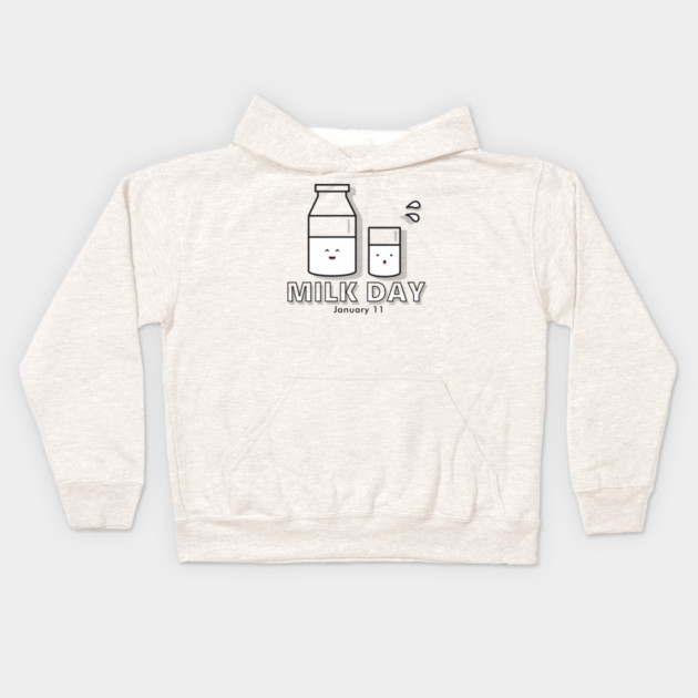 Milk Day, cute kawaii milk glass and bottle Kids Hoodie by HolidayBug