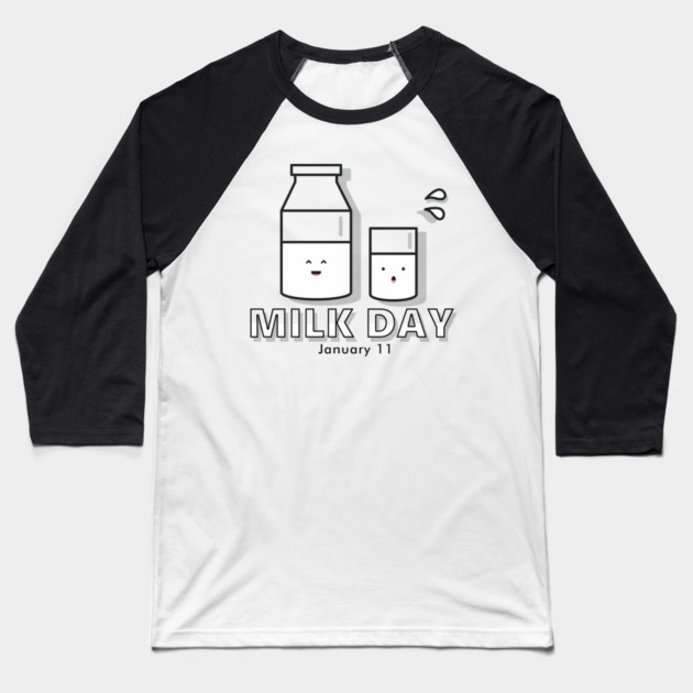 Milk Day, cute kawaii milk glass and bottle Baseball T-Shirt by HolidayBug
