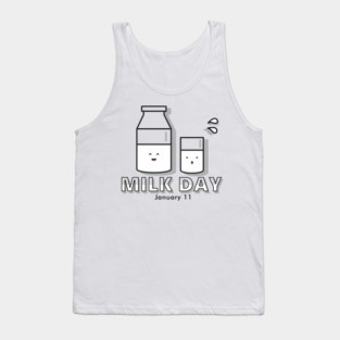 Milk Day, cute kawaii milk glass and bottle Tank Top