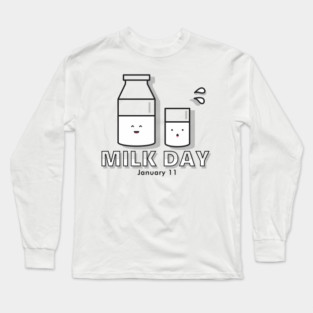 Milk Day, cute kawaii milk glass and bottle Long Sleeve T-Shirt