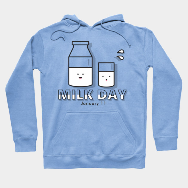 Milk Day, cute kawaii milk glass and bottle Hoodie by HolidayBug