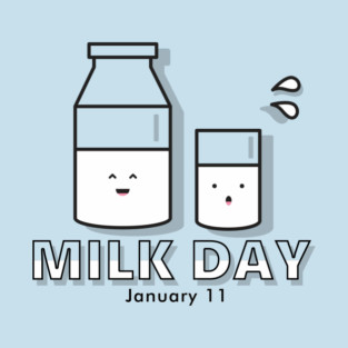 Milk Day, cute kawaii milk glass and bottle T-Shirt