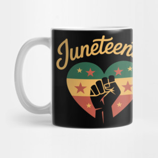 Juneteenth Heart Africa Fist June 19th 1865 Men Women Kids Mug