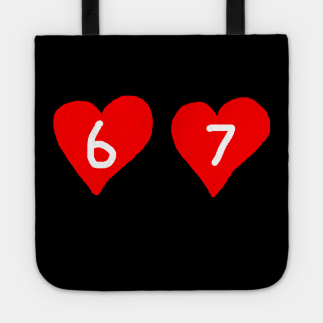 67 Love Hearts Tote by Creatifly Graphic Tees