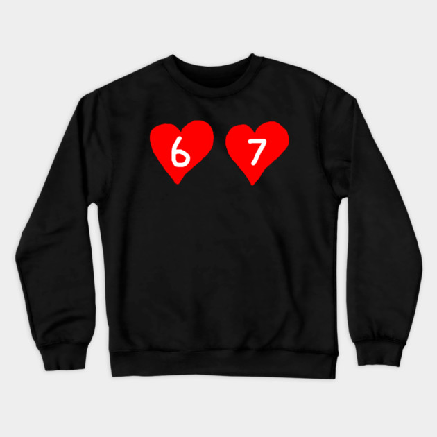 67 Love Hearts Crewneck Sweatshirt by Creatifly Graphic Tees