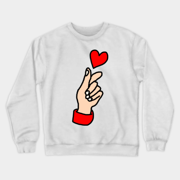Finger Heart Gesture Crewneck Sweatshirt by Creatifly Graphic Tees