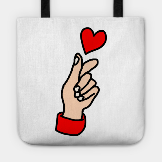 Finger Heart Gesture Tote by Creatifly Graphic Tees