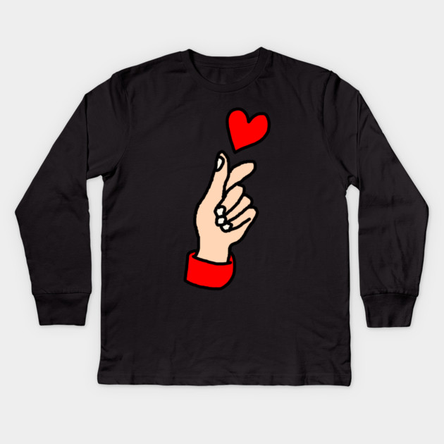 Finger Heart Gesture Kids Long Sleeve T-Shirt by Creatifly Graphic Tees