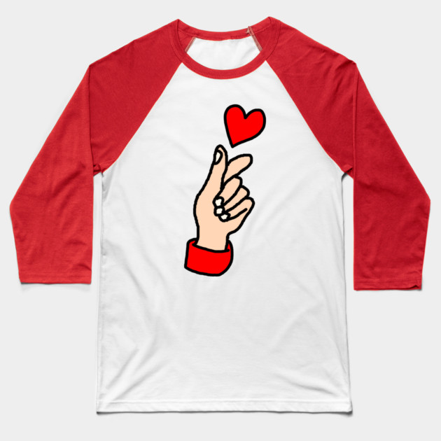 Finger Heart Gesture Baseball T-Shirt by Creatifly Graphic Tees