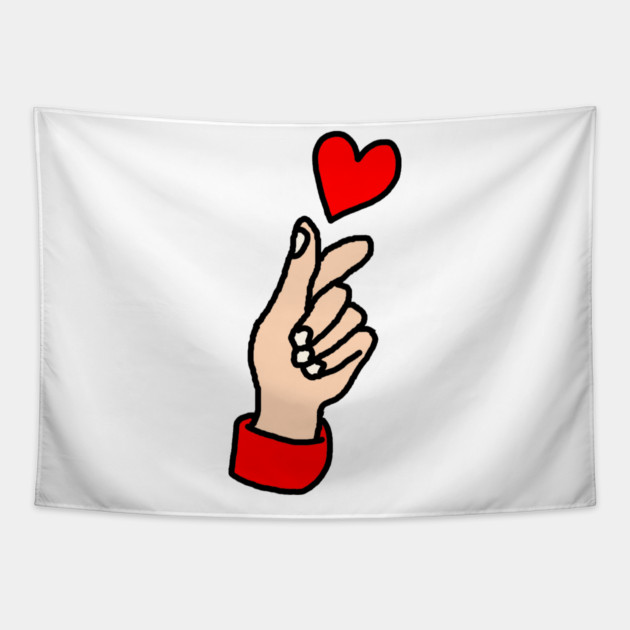 Finger Heart Gesture Tapestry by Creatifly Graphic Tees