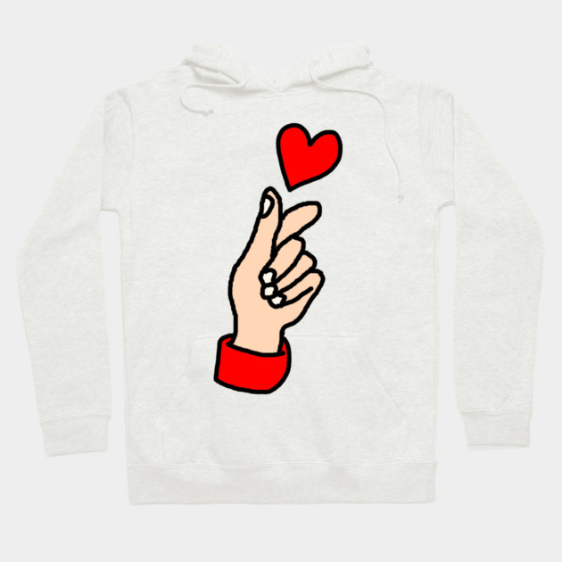 Finger Heart Gesture Hoodie by Creatifly Graphic Tees
