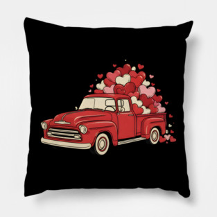 Love Hearts Vintage Truck Pillow