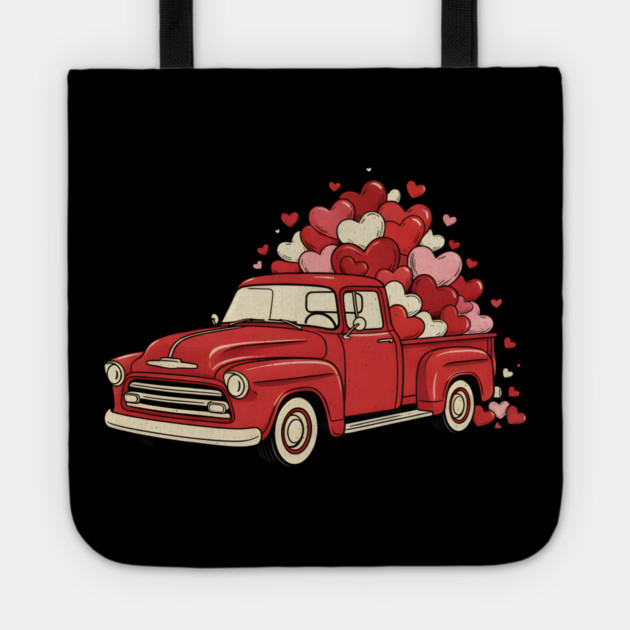 Love Hearts Vintage Truck Tote by Creatifly Graphic Tees