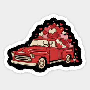 Love Hearts Vintage Truck Sticker