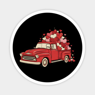 Love Hearts Vintage Truck Magnet