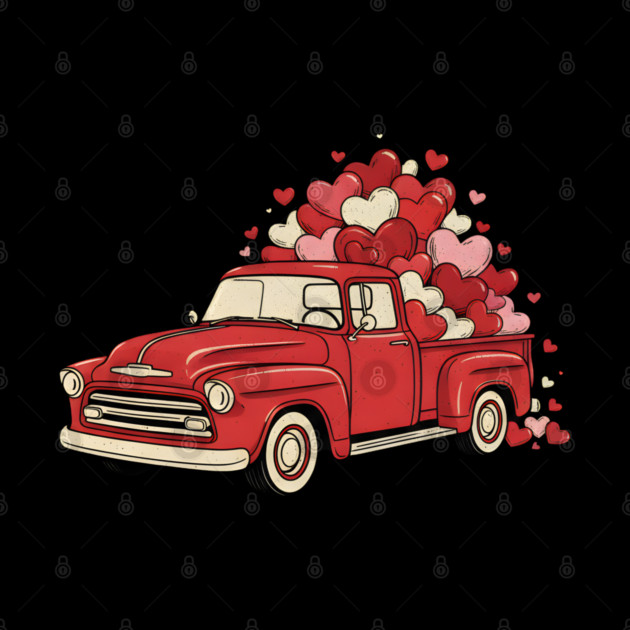 Love Hearts Vintage Truck by Creatifly Graphic Tees