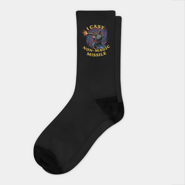 I Cast Non-Magic Missile Funny Wizard Parody Meme Socks by yangho