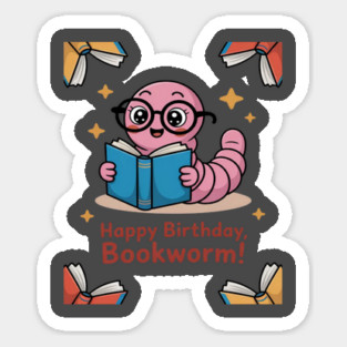 Book Worm Costume World Book Day Cute Kawaii Worm Reading Sticker