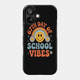 67Th Day Of School Vibes Groovy Smiley Phone Case