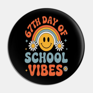 67Th Day Of School Vibes Groovy Smiley Pin