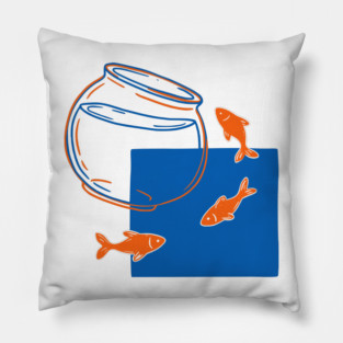 Fish Out of Water – Surreal Goldfish Displacement Art Pillow