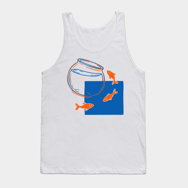 Fish Out of Water – Surreal Goldfish Displacement Art Tank Top by Designed By Marty