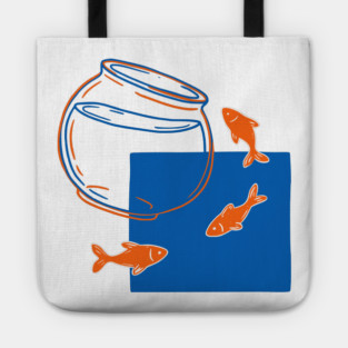 Fish Out of Water – Surreal Goldfish Displacement Art Tote