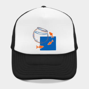 Fish Out of Water – Surreal Goldfish Displacement Art Hat
