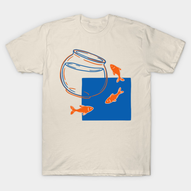 Fish Out of Water – Surreal Goldfish Displacement Art T-Shirt by Designed By Marty